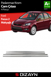 S-Dizayn Ford Focus 2 Krom Cam Çıtası 4 Prç 2008-2011