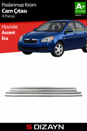 S-Dizayn Hyundai Accent Era Krom Cam Çıtası 4 Prç 2005-2011