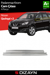 S-Dizayn Nissan Qashqai +2 Krom Cam Çıtası 4 Prç 2010-2014