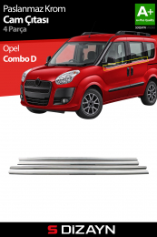 S-Dizayn Opel Combo D Krom Cam Çıtası 4 Prç 2011-2018
