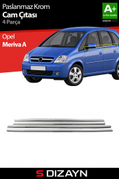 S-Dizayn Opel Meriva A Krom Cam Çıtası 4 Prç 2002-2010