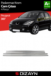 S-Dizayn Peugeot 307 Krom Cam Çıtası 4 Prç 2001-2008