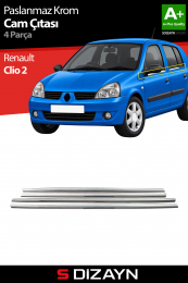 S-Dizayn Renault Clio 2 HB Krom Cam Çıtası 4 Prç 1999-2006