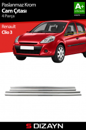 S-Dizayn Renault Clio 3 HB Krom Cam Çıtası 4 Prç 2006-2012
