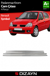 S-Dizayn Renault Symbol Krom Cam Çıtası 4 Prç 1999-2006