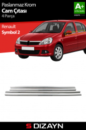 S-Dizayn Renault Symbol 2 Krom Cam Çıtası 4 Prç 2008-2012