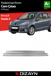 S-Dizayn Renault Scenic 3 Krom Cam Çıtası 4 Prç 2010-2013