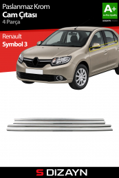 S-Dizayn Renault Symbol 3 Krom Cam Çıtası 4 Prç 2013-2017