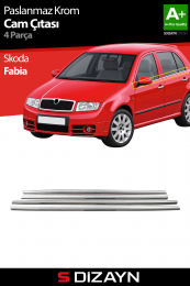 S-Dizayn Skoda Fabia Krom Cam Çıtası 4 Prç. 2000-2007