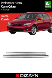S-Dizayn Toyota Corolla Krom Cam Çıtası 4 Prç. 2007-2013