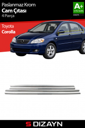 S-Dizayn Toyota Corolla Krom Cam Çıtası 4 Prç. 2002-2007