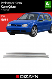 S-Dizayn VW Golf 4 Krom Cam Çıtası 4 Prç 1998-2004