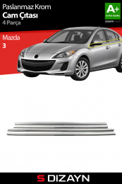 S-Dizayn Mazda 3 Sedan Krom Cam Çıtası 4 Prç. 2009-2013