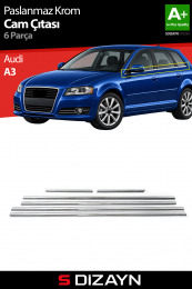 S-Dizayn Audi A3 Krom Cam Çıtası 6 Prç 2004-2012