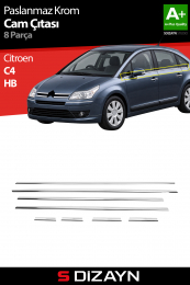 S-Dizayn Citroen C4 HB Krom Cam Çıtası 8 Prç 2005-2010