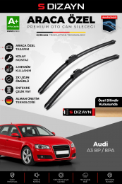 S-Dizayn Audi A3 8P Ön Cam Silecek Seti 2004-2012 Premium Araca Özel 60-48 Cm A+ Kalite