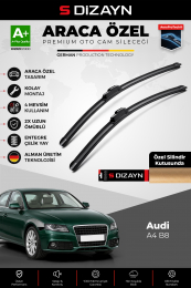 S-Dizayn Audi A4 B8 Ön Cam Silecek Seti 2007-2015 Premium Araca Özel 60-50 Cm A+ Kalite