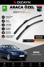 S-Dizayn BMW 5 Serisi E60 Ön Cam Silecek Seti 2003-2010 Premium Araca Özel 60-60 Cm A+ Kalite
