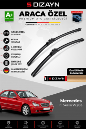 S-Dizayn Mercedes C Serisi W203 Ön Cam Silecek Seti 2000-2003 Premium Araca Özel 60-53 Cm A+ Kalite