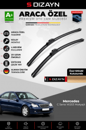 S-Dizayn Mercedes C Serisi W203 Makyajlı Ön Cam Silecek Seti 2003-2007 Premium Araca Özel 55-55 Cm A+ Kalite