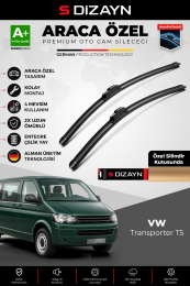 S-Dizayn VW Transporter T5 7H Ön Cam Silecek Seti 2003-2009 Premium Araca Özel 60-55 Cm A+ Kalite