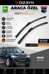 S-Dizayn BMW X3 F25 Ön Cam Silecek Seti 2010-2017 Premium Araca Özel 65-50 Cm A+ Kalite