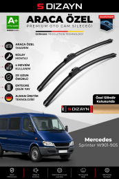 S-Dizayn Mercedes Sprinter W901-W905 Ön Cam Silecek Seti 1995-2006 Premium Araca Özel 60-53 Cm A+ Kalite