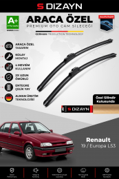 S-Dizayn Renault 19 - Europa L53 Ön Cam Silecek Seti 1989-2000 Premium Araca Özel 50-50 Cm A+ Kalite