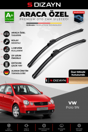 S-Dizayn VW Polo 9N Ön Cam Silecek Seti 2002-2005 Premium Araca Özel 53-45 Cm A+ Kalite