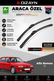 S-Dizayn Alfa Romeo 33 Ön Cam Silecek Seti 1983-1995 Premium Araca Özel 45-45 Cm A+ Kalite