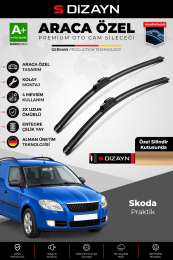 S-Dizayn Skoda Praktik Ön Cam Silecek Seti 2007-2015 Premium Araca Özel 53-53 Cm A+ Kalite