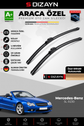 S-Dizayn Mercedes SL Ön Cam Silecek Seti 2001-2012 Premium Araca Özel 65-65 Cm A+ Kalite