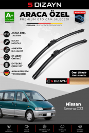 S-Dizayn Nissan Serena C23 Ön Cam Silecek Seti 1994-1999 Premium Araca Özel 65-55 Cm A+ Kalite