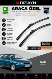 S-Dizayn Audi A3 8L Ön Cam Silecek Seti 1996-2003 Premium Araca Özel 53-48 Cm A+ Kalite