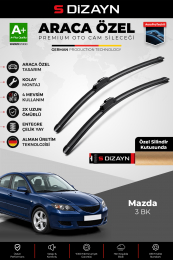 S-Dizayn Mazda 3 BK Ön Cam Silecek Seti 2003-2009 Premium Araca Özel 53-48 Cm A+ Kalite
