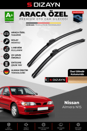 S-Dizayn Nissan Almera N15 Ön Cam Silecek Seti 1995-2000 Premium Araca Özel 53-48 Cm A+ Kalite