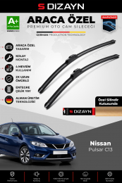 S-Dizayn Nissan Pulsar C13 Ön Cam Silecek Seti 2014-2018 Premium Araca Özel 65-35 Cm A+ Kalite