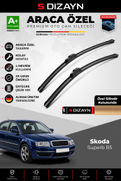 S-Dizayn Skoda Superb B5 Ön Cam Silecek Seti 2001-2008 Premium Araca Özel 53-53 Cm A+ Kalite