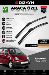 S-Dizayn Daewoo Matiz M100 Ön Cam Silecek Seti 1998-2005 Premium Araca Özel 53-40 Cm A+ Kalite