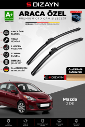 S-Dizayn Mazda 2 DE Ön Cam Silecek Seti 2007-2014 Premium Araca Özel 60-35 Cm A+ Kalite
