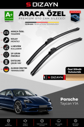 S-Dizayn Porsche Taycan Y1A Ön Cam Silecek Seti 2020 Üzeri Premium Araca Özel 60-50 Cm A+ Kalite