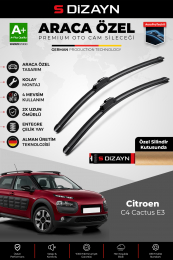 S-Dizayn Citroen C4 Cactus Ön Cam Silecek Seti 2014-2020 Premium Araca Özel 65-43 Cm A+ Kalite