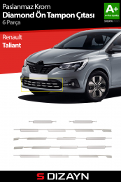 S-Dizayn Renault Taliant Krom Ön Tampon Çıtası Diamond Model 6 Prç. 2021 Üzeri A+ Kalite