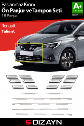 S-Dizayn Renault Taliant Krom Ön Panjur ve Tampon Çıta Seti Diamond Model 18 Prç. 2021 Üzeri A+ Kalite