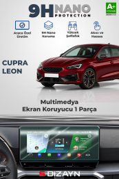 S-Dizayn Cupra Leon 10 İnç 9H Nano Multimedya Ekran Koruyucu (PARLAK) 2021-2024 A+ Kalite
