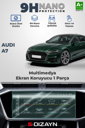 S-Dizayn Audi A7 10.1 İnç 9H Nano Multimedya Ekran Koruyucu (PARLAK) 2019-2025 A+ Kalite