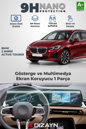 S-Dizayn BMW 2 Serisi Active Tourer 10.25 ve 10.7 İnç 9H Nano Gösterge ve Multimedya Ekran Koruyucu (PARLAK) 2022 Üzeri A+ Kalite