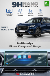 S-Dizayn Chery Tiggo 8 Pro 12.3 İnç 9H Nano Multimedya Ekran Koruyucu (PARLAK) 2022-2024 A+ Kalite