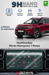 S-Dizayn Citroen C5 Aircross 8 İnç 9H Nano Multimedya Ekran Koruyucu (PARLAK) 2019-2021 A+ Kalite