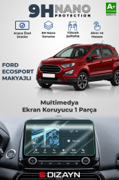 S-Dizayn Ford EcoSport Makyajlı 8 İnç 9H Nano Multimedya Ekran Koruyucu (PARLAK) 2018-2022 A+ Kalite
